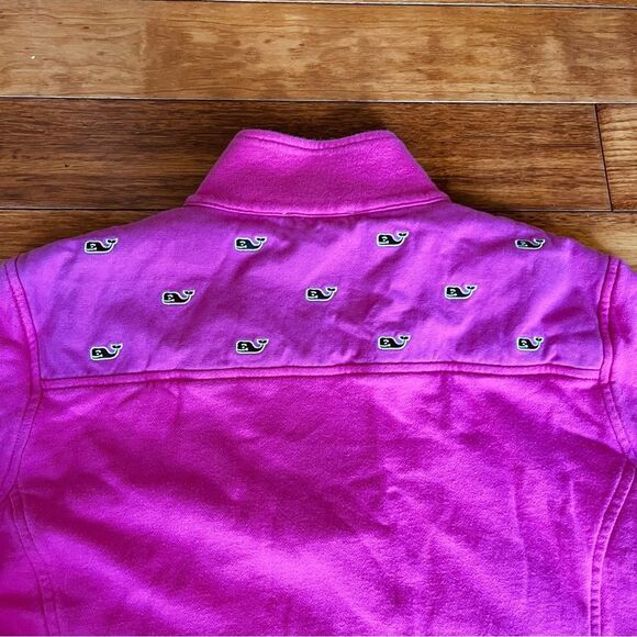 Vineyard Vines Hot Pink Whale Print Quarter-Zip Pullover Sz Small - Picture 7 of 9